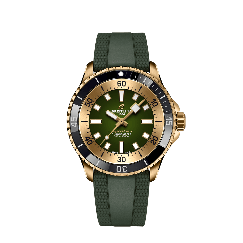 Breitling Superocean Automatic 42 Green Dial Green Rubber Strap Watch for Men - N17375201L1S1 Buy Now By Breitling