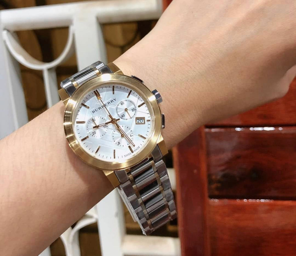 Burberry The City White Dial Two Tone Steel Strap Watch for Men - BU9751 Buy Now By Burberry