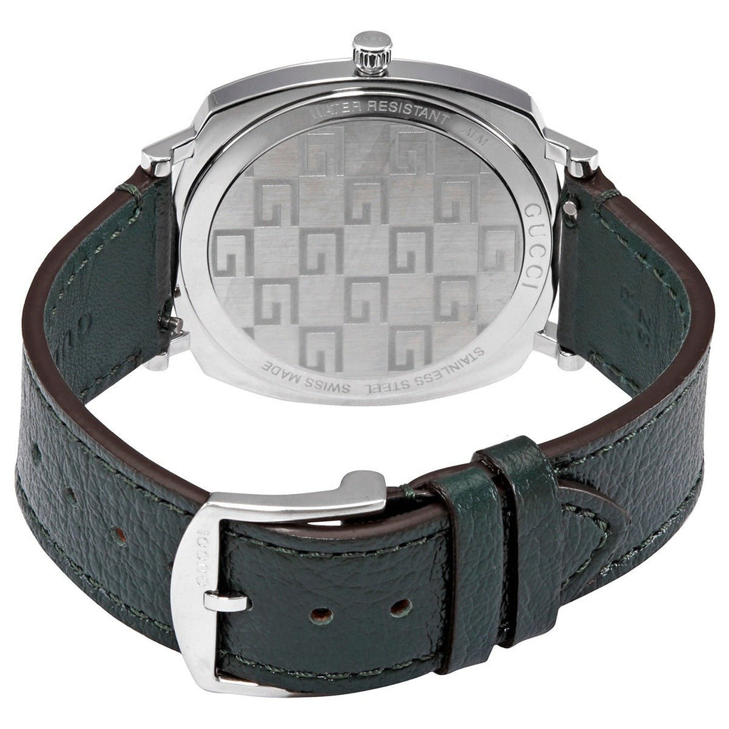 Gucci Grip Silver Dial Green Leather Strap Unisex Watch - YA157412 Buy Now By Gucci