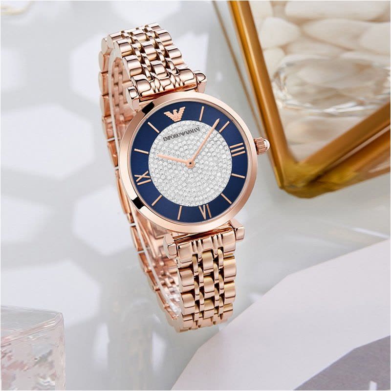 Emporio Armani Gianni T-Bar Quartz Crystals Black Dial Gold Steel Strap Watch For Women - AR11423 Buy Now By Emporio Armani