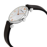 Emporio Armani Gianni T Bar Mother of Pearl Dial Black Leather Strap Watch For Women - AR90002 Buy Now By Emporio Armani