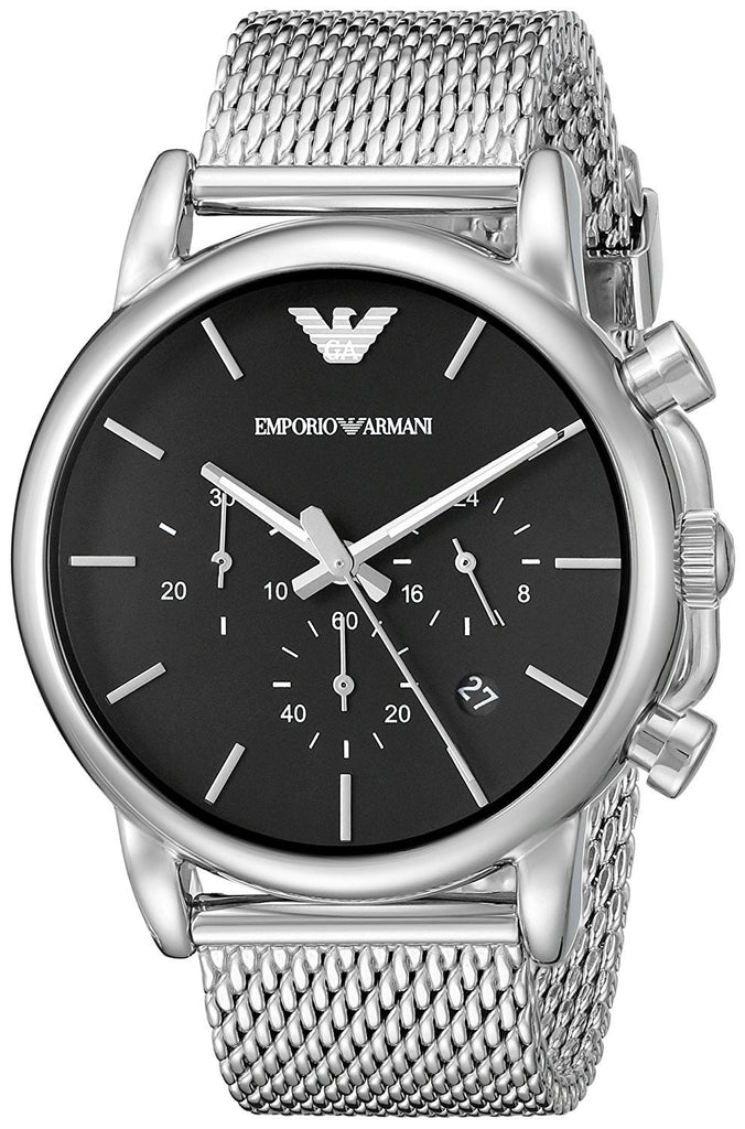 Emporio Armani Luigi Chronograph Black Dial Silver Mesh Bracelet Watch For Men - AR1811 Buy Now By Emporio Armani