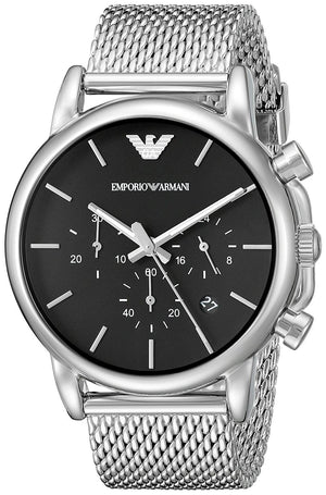 Emporio Armani Luigi Chronograph Black Dial Silver Mesh Bracelet Watch For Men - AR1811 Buy Now By Emporio Armani