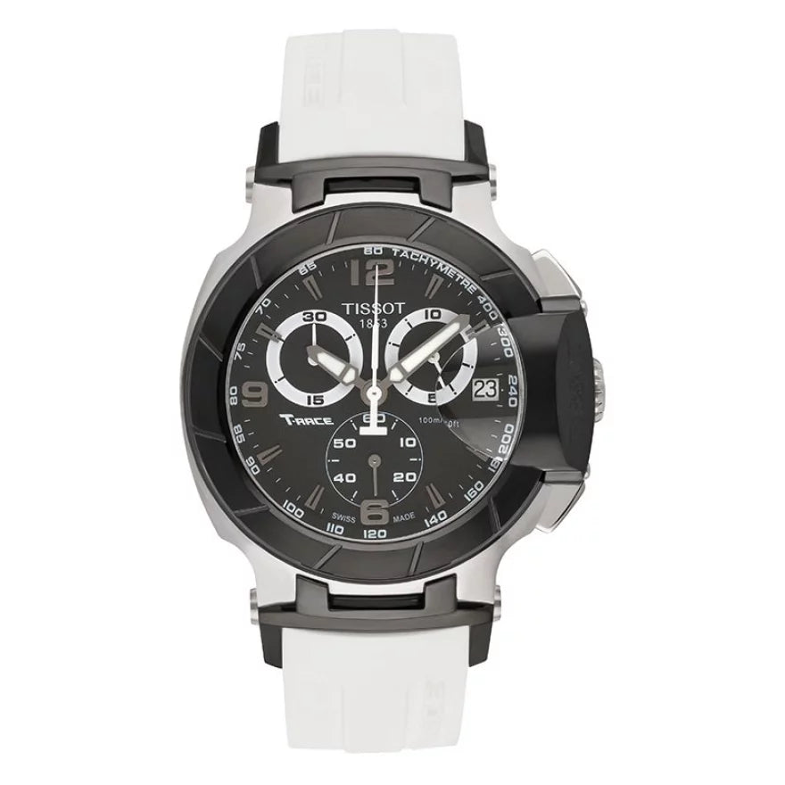 Tissot T Race Chronograph Black Dial White Rubber Strap Watch for Men - T048.417.27.057.05 Buy Now By Tissot