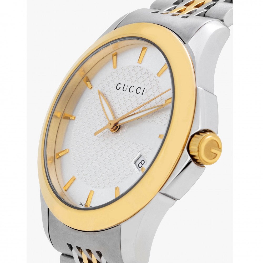Gucci G Timeless Silver Dial Two Tone Steel Strap Watch For Men - YA126409 Buy Now By Gucci