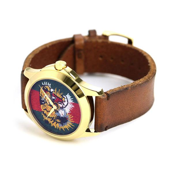 Gucci Le Marche Des Merveilles Red & Green Dial Brown Leather Strap Unisex Watch - YA126497 Buy Now By Gucci