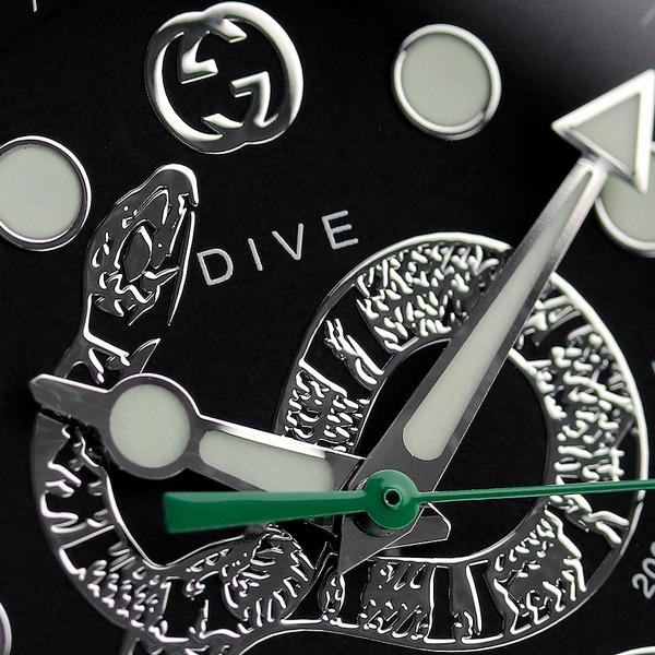 Gucci Dive Snake Black Dial Silver Steel Strap Watch For Men - YA136218 Buy Now By Gucci