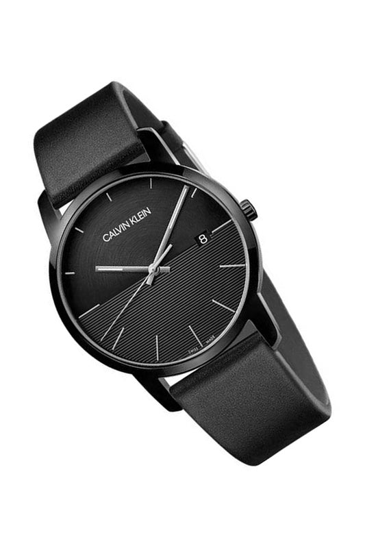 Calvin Klein City Quartz Black Dial Black Leather Strap Watch for Men - K2G2G4C1 Buy Now By Calvin Klein