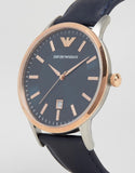 Emporio Armani Renato Analog Blue Dial Black Leather Strap Watch For Men - AR2506 Buy Now By Emporio Armani