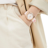 Guess Cosmo Diamonds Silver Dial Pink Silicone Strap Watch for Women - GW0034L3 Buy Now By Guess