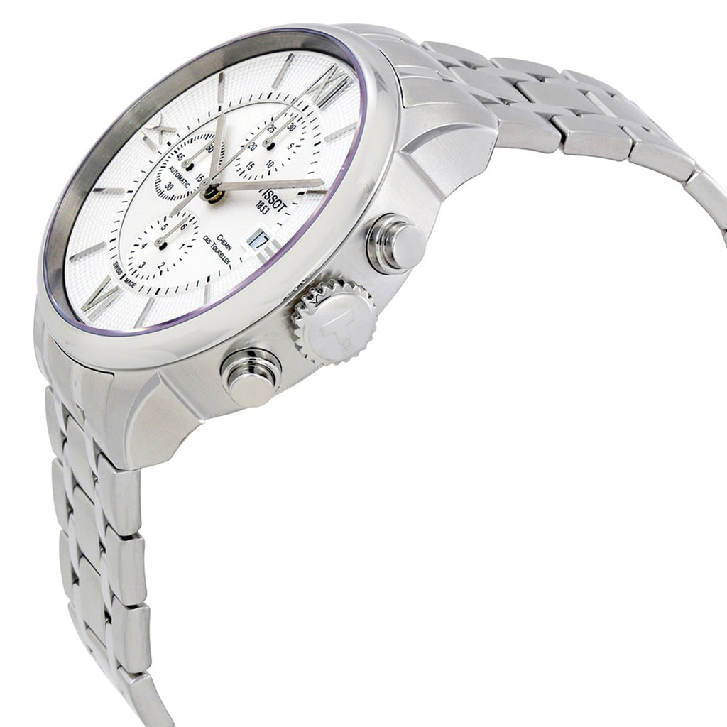 Tissot Chemin des Tourelles Automatic Chronograph White Dial Silver Steel Strap Watch for Men - T099.427.11.038.00 Buy Now By Tissot