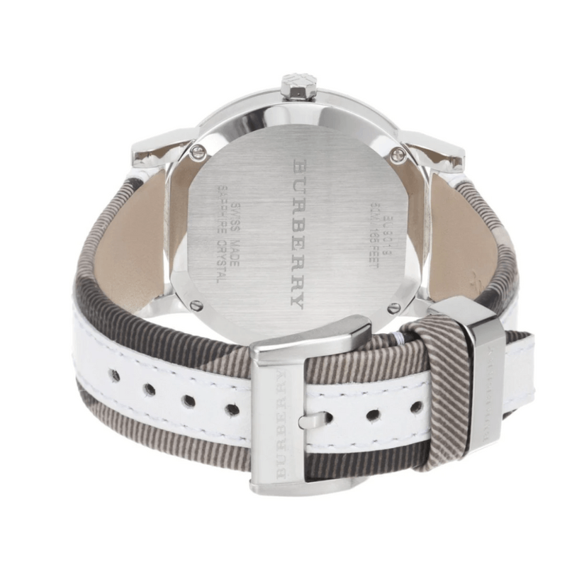 Burberry The City Silver Dial White Leather Strap Watch for Women - BU9019 Buy Now By Burberry