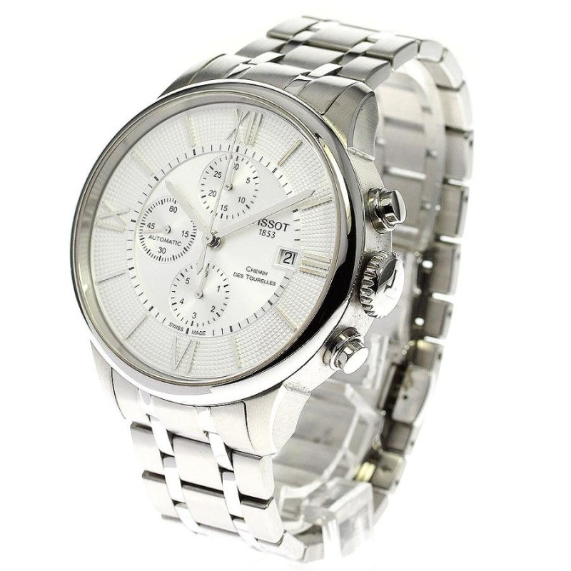 Tissot Chemin des Tourelles Automatic Chronograph White Dial Silver Steel Strap Watch for Men - T099.427.11.038.00 Buy Now By Tissot