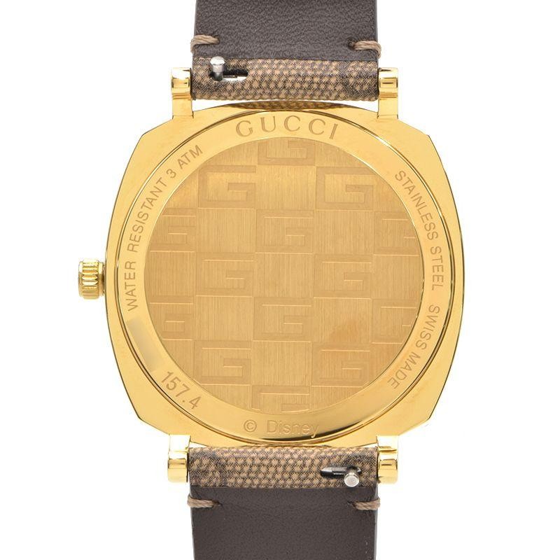 Gucci Grip Disney Mickey Mouse Gold Dial Brown Leather Strap Watch For Women - YA157420 Buy Now By Gucci