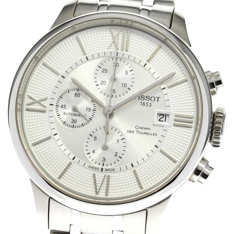 Tissot Chemin des Tourelles Automatic Chronograph White Dial Silver Steel Strap Watch for Men - T099.427.11.038.00 Buy Now By Tissot