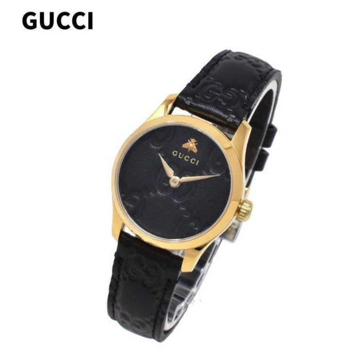 Gucci G Timeless Quartz Black Dial Black Leather Strap Watch For Women - YA126581A Buy Now By Gucci