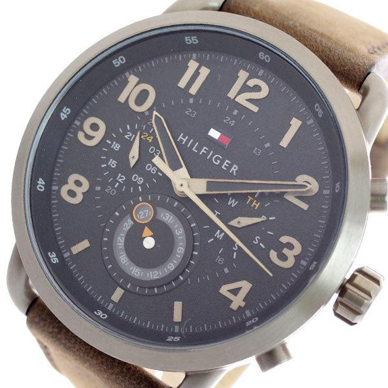 Tommy Hilfiger Briggs Chronograph Black Dial Brown Leather Strap Watch for Men - 1791425 Buy Now By Tommy Hilfiger
