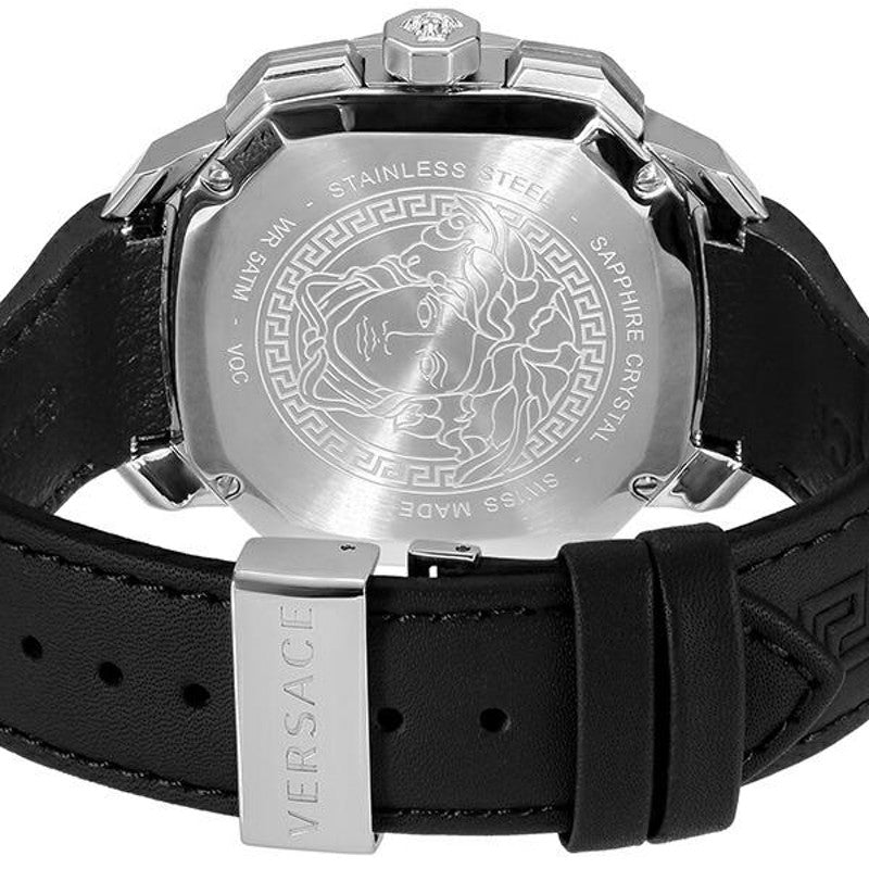 Versace Dylos Analog Black Dial Black Leather Strap Watch for Men - VQC010015 Buy Now By Versace