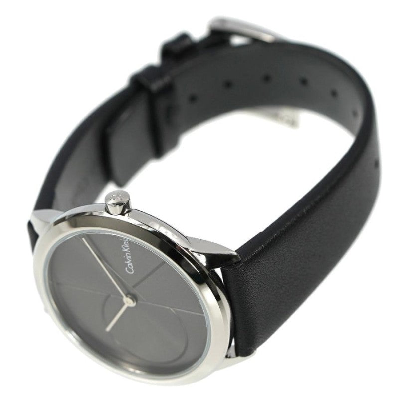 Calvin Klein Minimal Grey Dial Black Leather Strap Watch for Men - K3M221C3 Buy Now By Calvin Klein