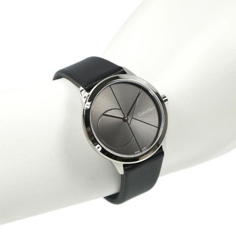 Calvin Klein Minimal Grey Dial Black Leather Strap Watch for Men - K3M221C3 Buy Now By Calvin Klein
