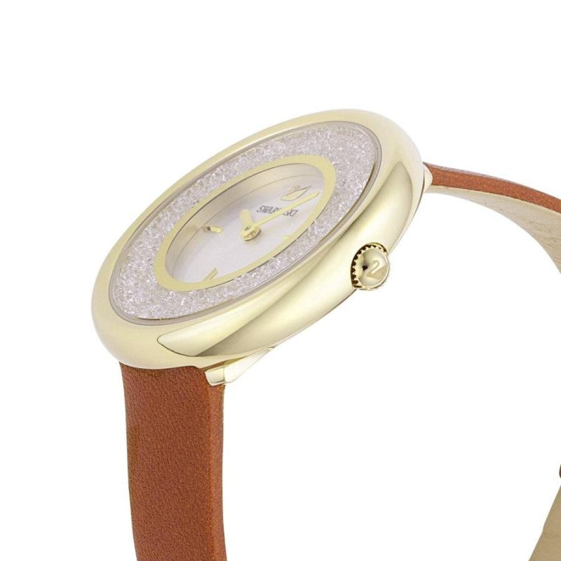 Swarovski Crystalline Pure White Dial Brown Leather Strap Watch for Women - 5275040 Buy Now By Swarovski