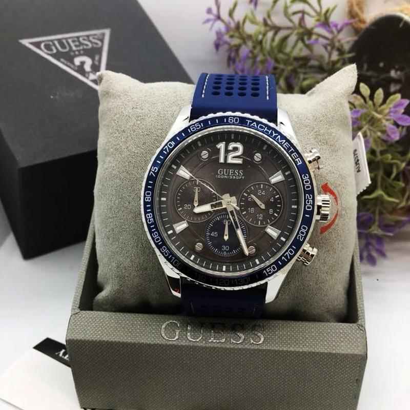 Guess Fleet Chronograph Black Dial Blue Rubber Strap Watch for Men - W0971G2 Buy Now By Guess