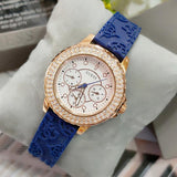 Guess Crown Jewel Diamonds White Dial Blue Rubber Strap Watch for Women - GW0411L2 Buy Now By Guess