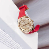 Guess Cosmo Diamonds Gold Dial Red Rubber Strap Watch for Women - GW0034L6 Buy Now By Guess