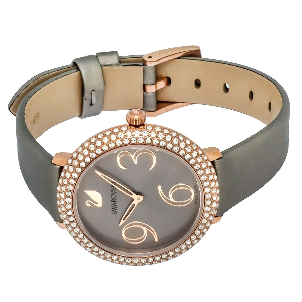 Swarovski Crystal Frost Grey Dial Grey Leather Strap Watch for Women - 5484067 Buy Now By Swarovski