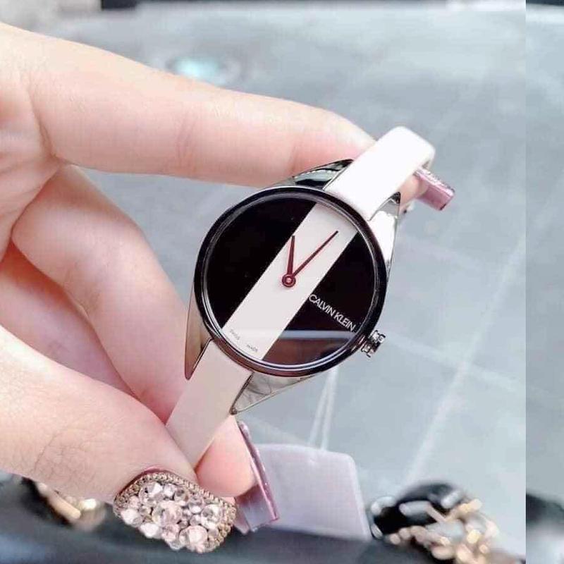 Calvin Klein Rebel Cream Black Dial Cream Leather Strap Watch for Women - K8P237X1 Buy Now By Calvin Klein