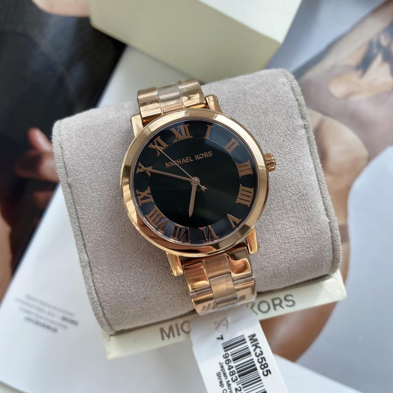 Michael Kors Noire Black Dial Rose Gold Steel Strap Watch for Women - MK3585 Buy Now By Michael Kors