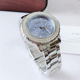 Guess Crown Jewel Diamonds Blue Dial Silver Steel Strap Watch for Women - GW0410L1 Buy Now By Guess