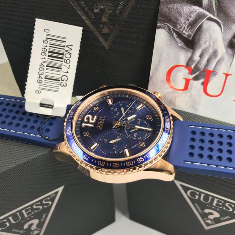 Guess Fleet Blue Dial Blue Rubber Strap Watch for Men - W0971G3 Buy Now By Guess