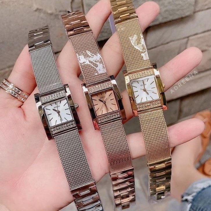 Guess Nouveau Diamonds Rose Gold Dial Rose Gold Mesh Bracelet Watch for Women - W0127L3 Buy Now By Guess