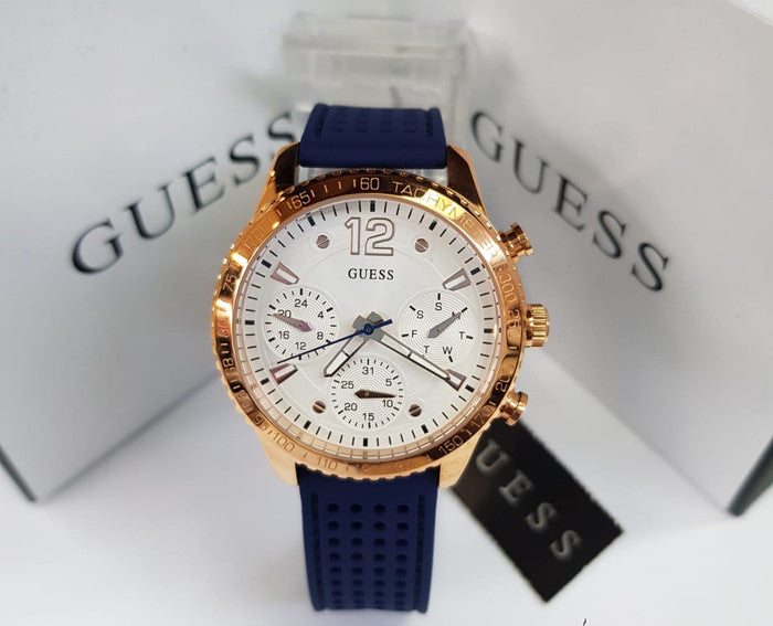 Guess Marina Multifunction White Dial Blue Rubber Strap Watch for Women - W1025L4 Buy Now By Guess