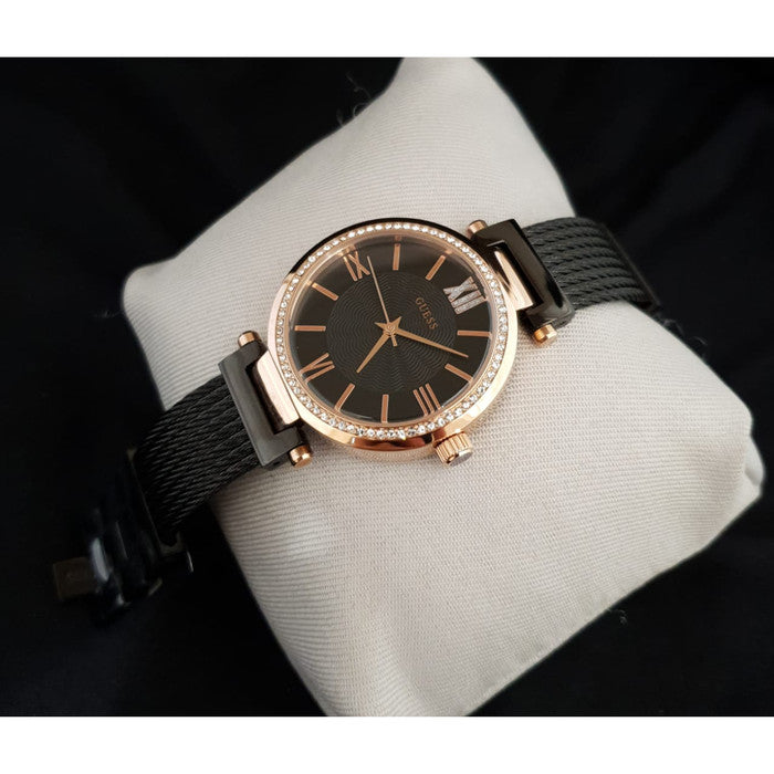 Guess Soho Diamonds Black Dial Black Mesh Bracelet Watch for Women - W0638L5 Buy Now By Guess