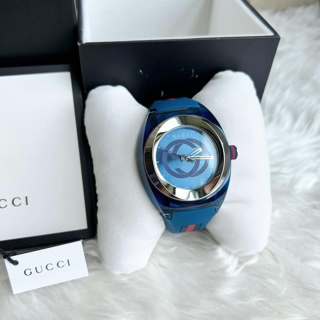 Gucci Sync XXL Quartz Blue Dial Blue Rubber Strap Watch For Men - YA137104 Buy Now By Gucci