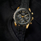 Guess Caliber Chronograph Black Dial Black Rubber Strap Watch for Men - W0864G3 Buy Now By Guess