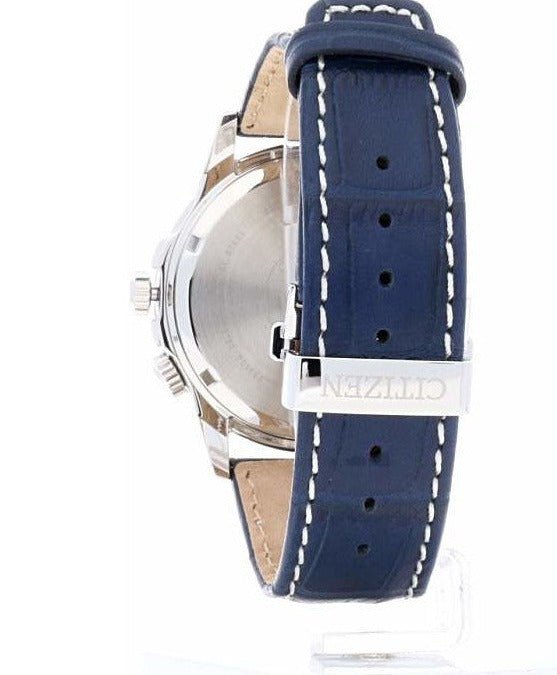 Citizen Eco Drive Calendrier White Dial Blue Leather Strap Watch For Men - BU2020-11A Buy Now By Citizen