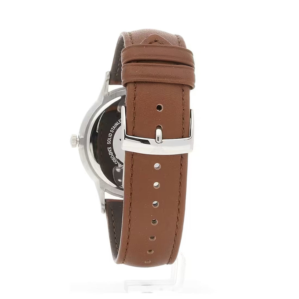Emporio Armani Renato Quartz Silver Dial Brown Leather Strap Watch For Men - AR11185 Buy Now By Emporio Armani
