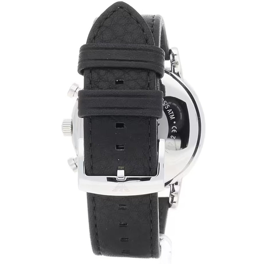 Emporio Armani Classic Quartz Chronograph White Dial Black Leather Strap Watch For Men - AR1807 Buy Now By Emporio Armani