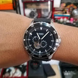 Fossil Crewmaster Sports Automatic Black Dial Black Leather Strap Watch for Men - ME3148 Buy Now By Fossil