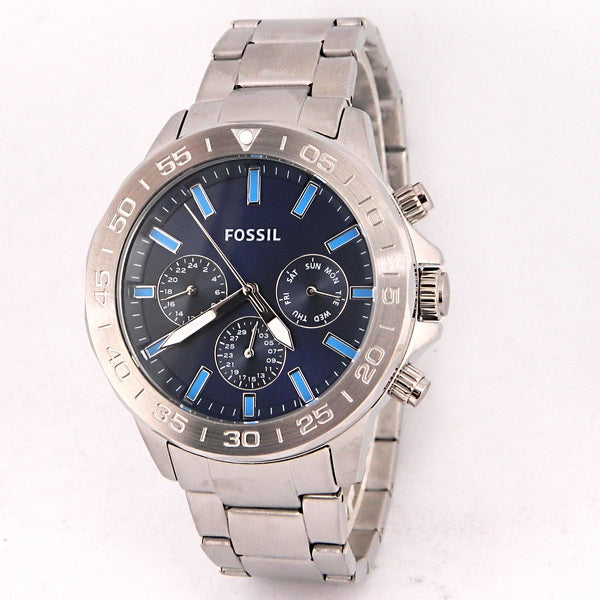 Fossil Bannon Multifunction Blue Dial Silver Steel Strap Watch for Men - BQ2503 Buy Now By Fossil