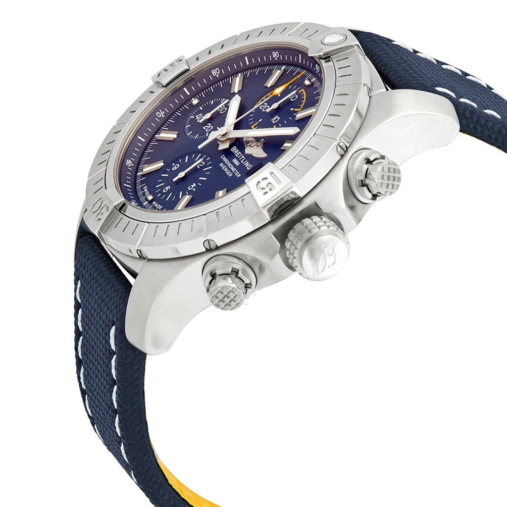 Breitling Avenger Chronograph 45mm Blue Dial Blue Calfskin Strap Watch for Men - A13317101C1X2 Buy Now By Breitling