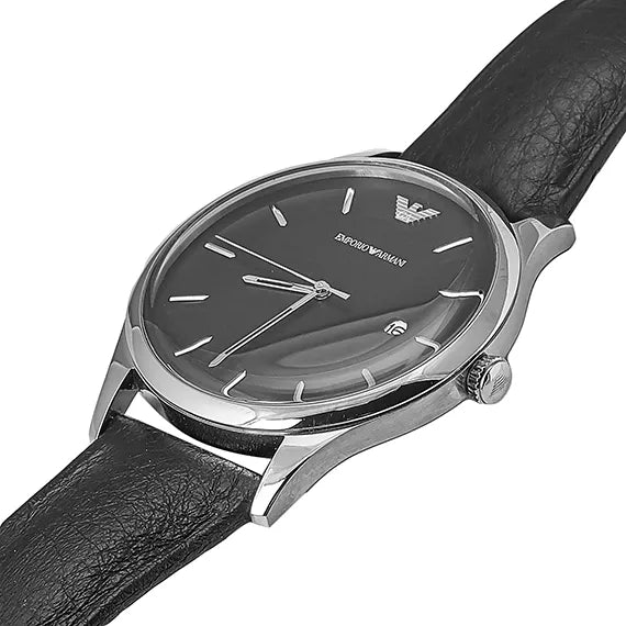 Emporio Armani Lambda Classic Quartz Black Dial Black Leather Strap Watch For Men - AR11020 Buy Now By Emporio Armani