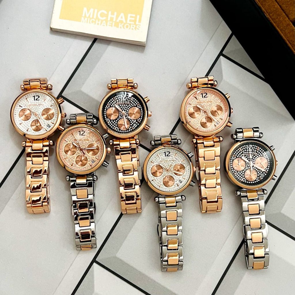 Michael Kors Ritz Chronograph Rose Gold Dial Rose Gold Steel Strap Watch For Women - MK7302 Buy Now By Michael Kors