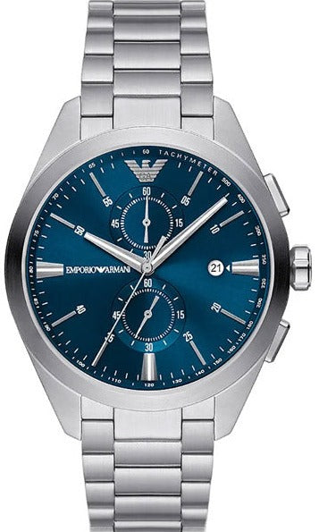 Emporio Armani Claudio Chronograph Blue Dial Silver Steel Strap Watch For Men - AR11541 Buy Now By Emporio Armani