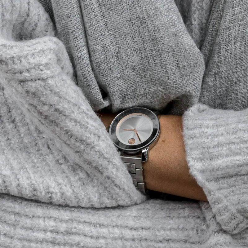 Movado Bold Ceramic Silver Dial Silver Steel Strap Watch for Women - 3600638 Buy Now By Movado