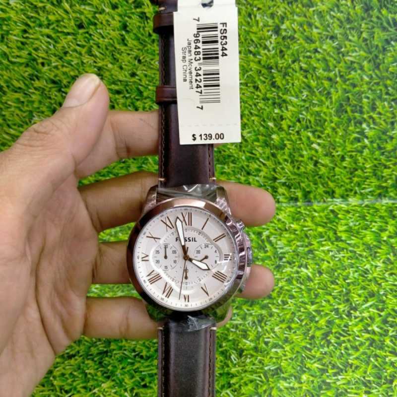 Fossil Grant Chronograph White Dial Brown Leather Strap Watch for Men - FS5344 Buy Now By Fossil