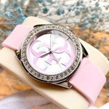 Guess G-Twist Diamonds Silver Dial Pink Rubber Strap Watch for Women - W1240L1 Buy Now By Guess
